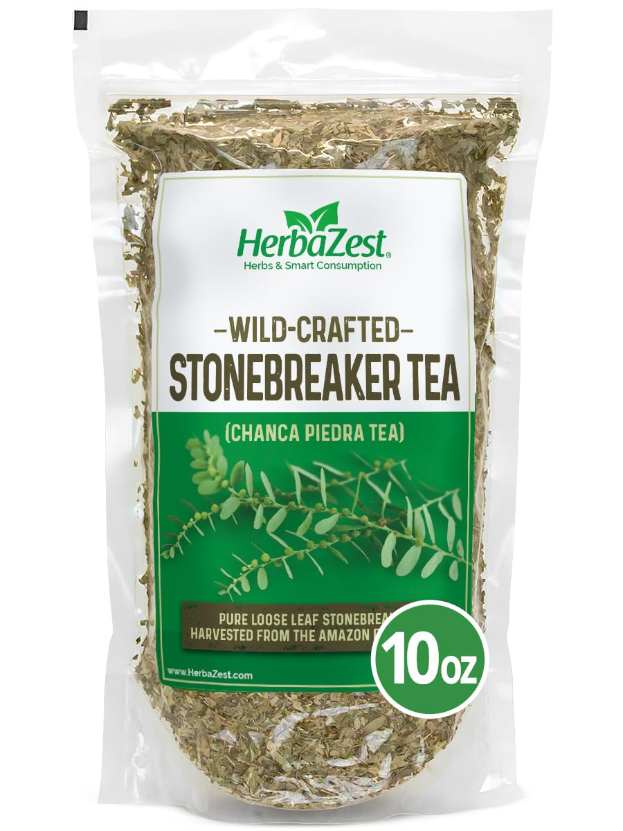 HerbaZest Chanca Piedra Tea (Stonebreaker/Stone Breaker) - 10oz (283g) - Premium Wild-Crafted & 100% Pure Loose Leaves & Stems