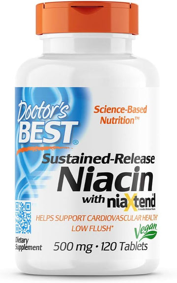 Doctor'S Best Timerelease Niacin With Niaxtend Nongmo Vegan Gluten Free 500 Mg Tablets, 120 Count