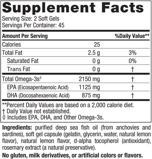 Nordic Naturals Ultimate Omega 2X, Lemon Flavor - 90 Soft Gels - 2150