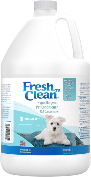Pet-Ag Fresh 'N Clean Hypoallergenic Pet Conditioner (15:1 Concentrate) - 1 Gallon - Formulated For Sensitive Skin With Aloe Vera & Vitamin E - Safe For Dogs & Cats - Soap Free & Fragrance Free