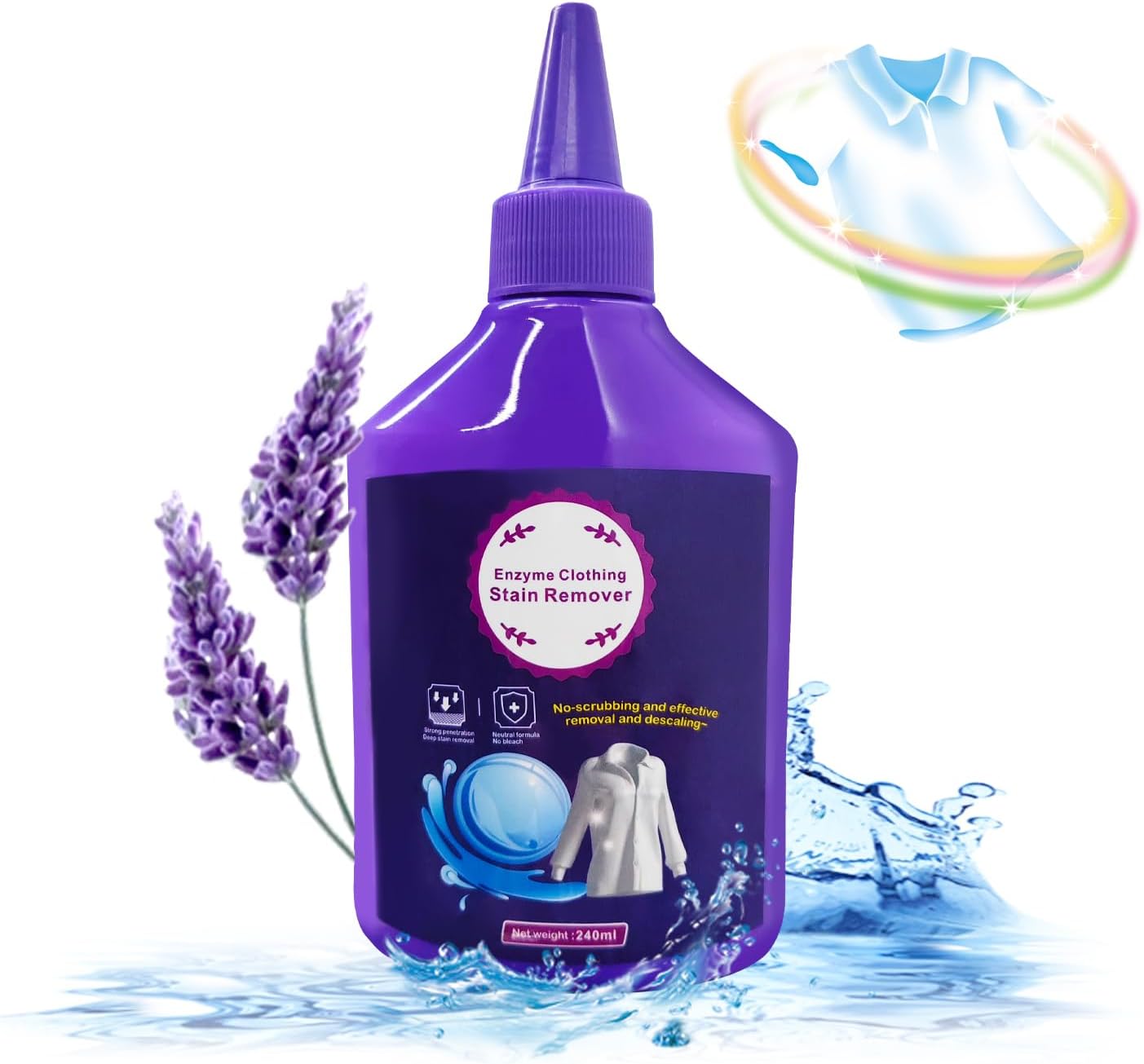 New Laundry Stain Remover,240Ml Clothes Oil Stain Remover,Stubborn Stains Cleaner,Enzyme Cleaner,Laundry Detergent,Active Enzyme Laundry Stain Remover,Stain Remover For Clothes Laundry