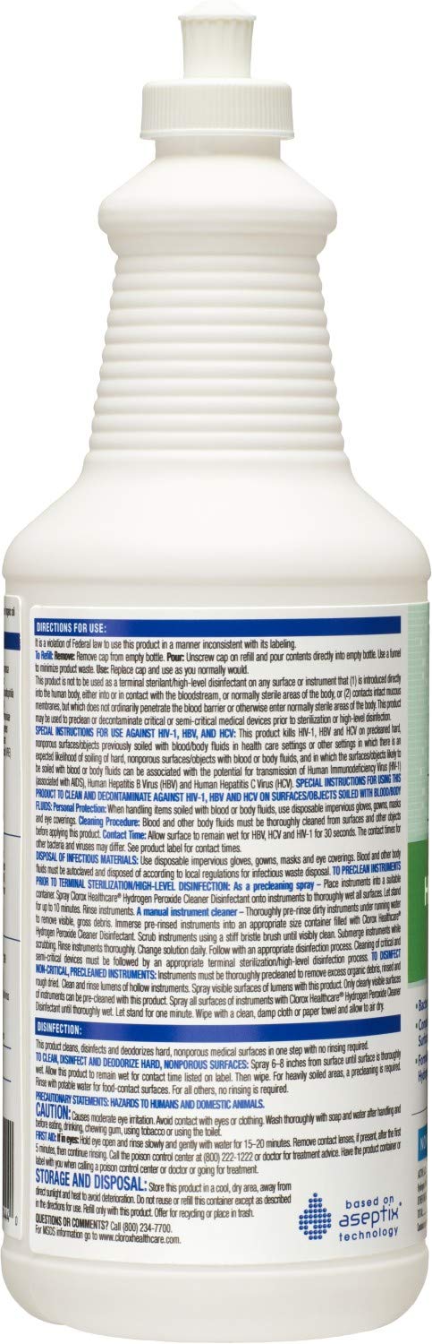 Cloroxpro Healthcare Hydrogen Peroxide Cleaner Disinfectant Pull-Top, Healthcare Cleaning And Industrial Cleaning, 32 Ounces - 31444