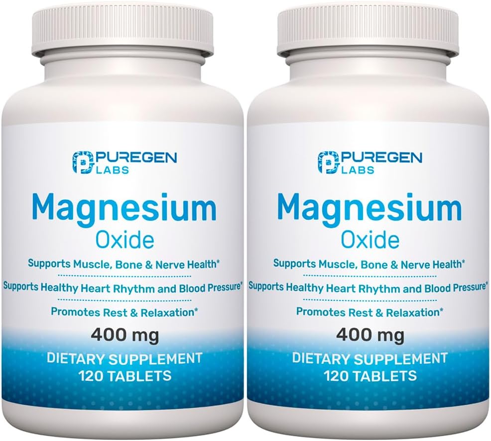 Magnesium Oxide 400mg [High Potency] Supplement | 2 Pack - Total 240 Tablets