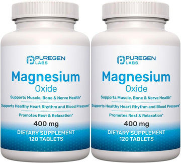 Magnesium Oxide 400mg [High Potency] Supplement | 2 Pack - Total 240 Tablets