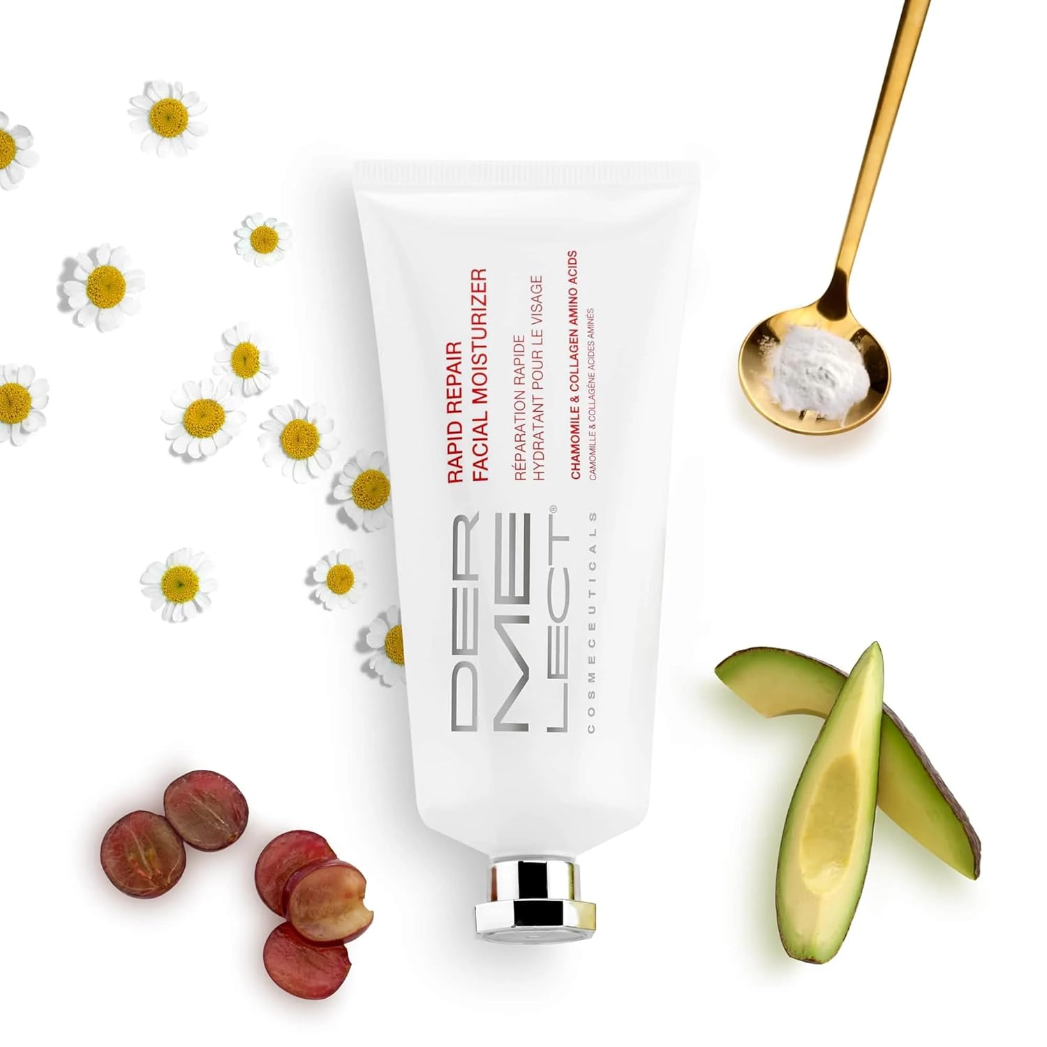 Dermelect Rapid Repair Facial Moisturizer For Face Anti Aging Cream With Chamomile Azulene Collagen Avocado Oil Grape Seed, Hydrating For Sensitive Skin Dryness Dullness Fine Lines & Wrinkles 3.3 Oz : Beauty & Personal Care