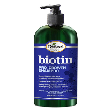 Difeel Pro-Growth Biotin Shampoo 12 Oz. - Shampoo For Thinning Hair And Hair Loss, Paraben-Free Shampoo With Biotin For Hair Growth