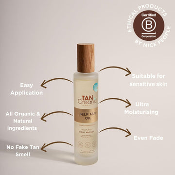Tanorganic Self Tanning Oil Fake Tan Certified Organic Natural Vegan 100Ml