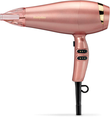 Babyliss Shimmer Hair Dryer - 2100W Professional Ionic Blow Dryer, Lightweight Travel Hairdryer, Fast Drying Ceramic Hair Dryer, 3 Heat & 2 Speed Settings, Silver, 5336Bu