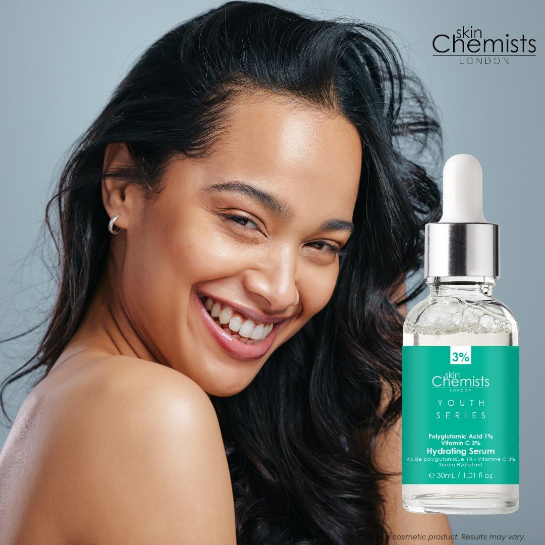Skin Chemists Hydrating Serum - Polyglutamic Acid 1%, Vitamin C 3% : Beauty & Personal Care