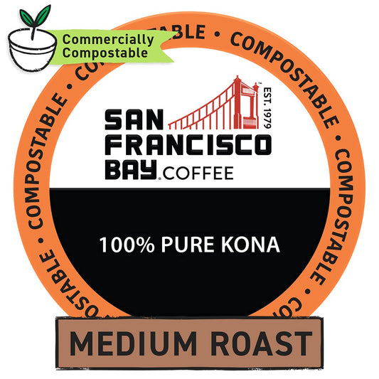 San Francisco Bay Compostable Coffee Pods - 100% Pure Kona (30 Ct) K Cup Compatible including Keurig 2.0, Medium Roast