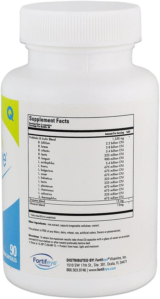 Probiotic Bacteria | Natural Vegan Supplement With Digestive Enzymes, Supports Healthy Digestion, Immune And Ocular Systems, 60 Day Supply, 180 Capsules