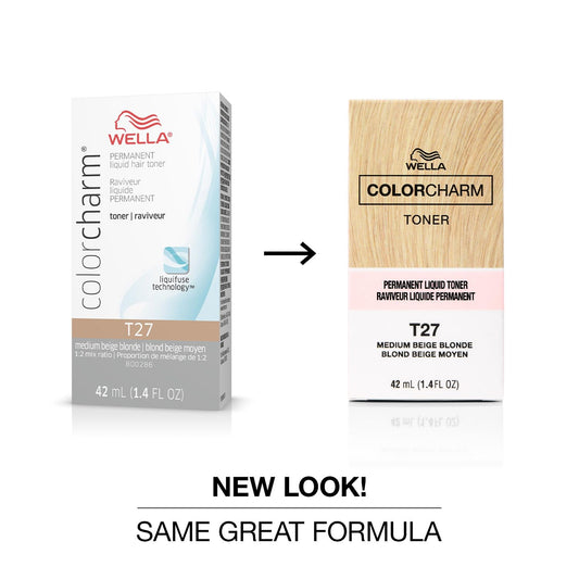 Colorcharm Permanent Liquid Toners| Neutralize Brass| Free Of Parabens| Vegan| T27 Medium Beige Blonde| 1.4 Fl Oz