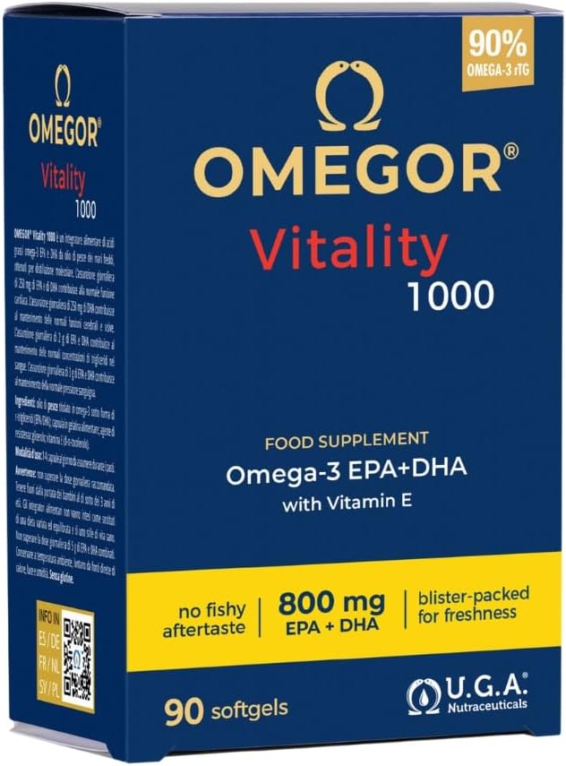 Omegor Omega 3 1000Mg Fish Oil Capsules Ifos Certified Vitality 1000 Dha Epa Omega3 Supplement - No Fishy Aftertaste, Non-Gmo (90 Softgels)