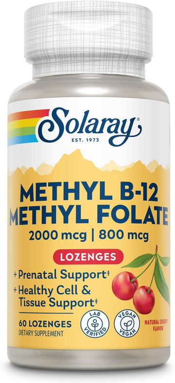 SOLARAY B-12 + Methyl Folate Lozenges | 60 Count