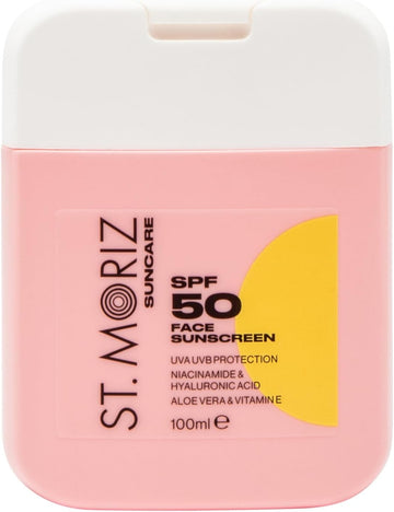 St Moriz Suncare Spf 50 Face Sunscreen | Uva & Uvb Protection Spf 50 Daily Use Sunscreen Face Lotion With Niacinamide, Hyaluronic Acid, Aloe Vera & Vitamin E | Dermatologically Tested | Vegan | 100Ml