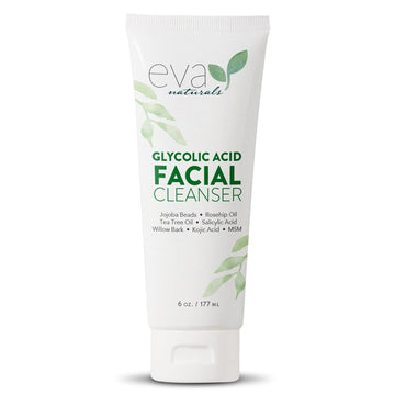 Eva Naturals Glycolic Acid Face Wash - Glycolic Acid Cleanser for Face - Glycolic Acid Wash - Glycolic Face Wash - Glycolic Cleanser for Face for Wrinkles & Fine Lines, Blackheads & Acne (6 Fl Oz)