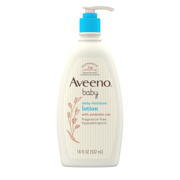 Aveeno Baby Daily Moisture Body Lotion For Sensitive Skin, Hypoallergenic Moisturizing Baby Lotion With Nourishing Oatmeal To Deeply Moisturize Baby'S Skin, Fragrance-Free, 18 Fl. Oz