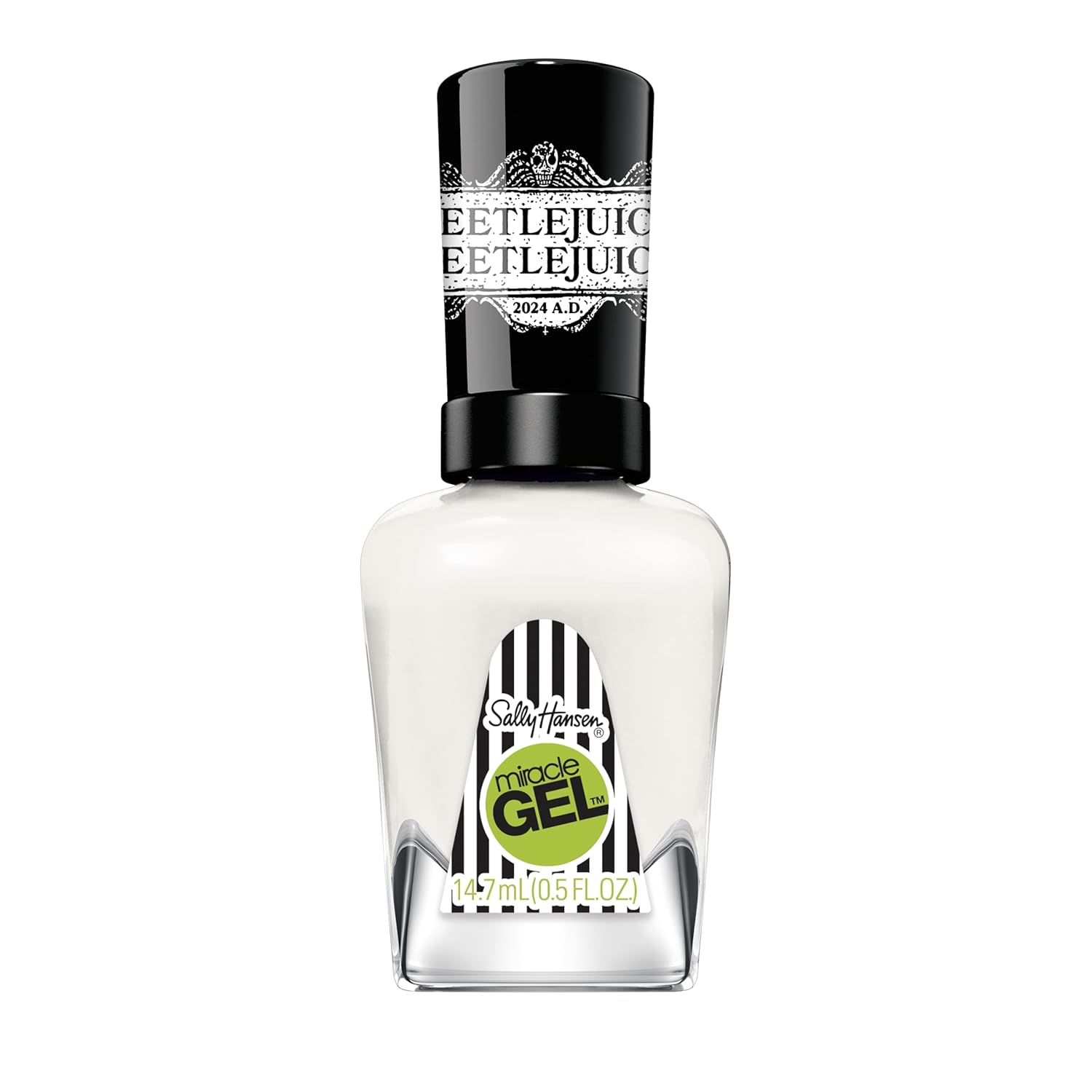 Sally Hansen Miracle Gel™, Beetlejuice Tombstone, Long Lasting, Gel-Like Formula, No Uv Lamp Needed, White Nail Polish