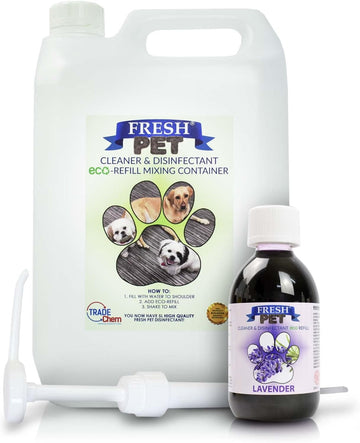 Trade Chemicals Fresh Pet eco-Refill Kennel Disinfectant 250ml w/Empty 5L + Pump (LAVENDER)