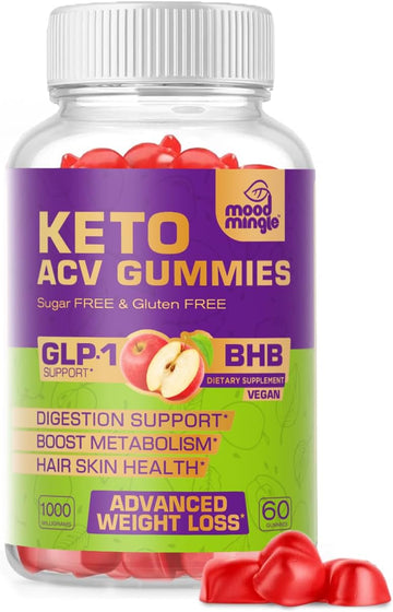 Keto Acv Gummies Gluten & Sugar-Free Apple Cider Vinegar Gummies For Advanced Weight Loss - Rapid Fat Burner Diet Supplement For Women Men - 60 Gummies (1000Mg)