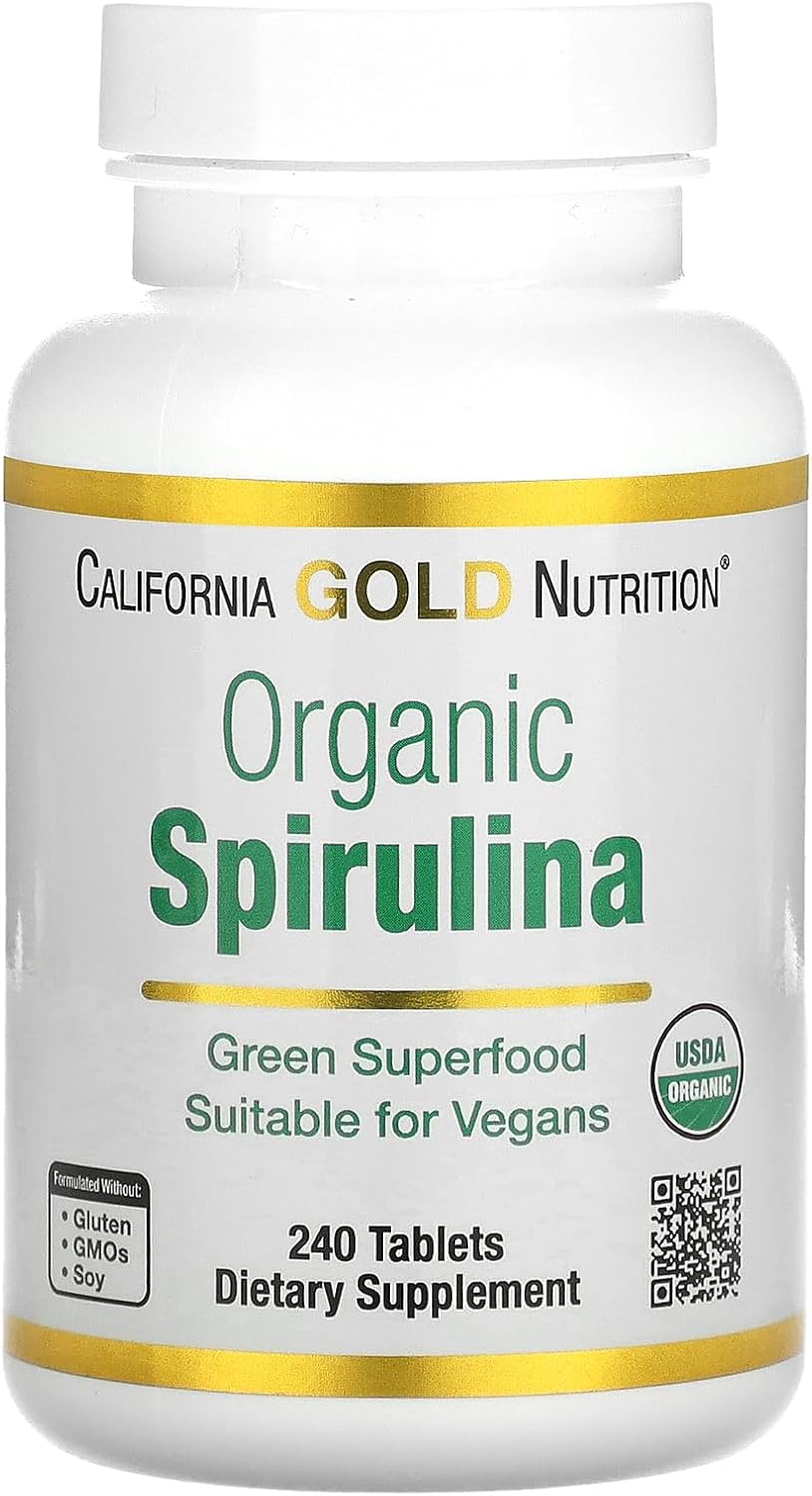 Organic Spirulina Supplement By California Gold Nutrition, Featuring A Green Superfood With Antioxidants, Vegan Friendly, Gluten Free, Non-Gmo, 500 Mg, 240 Tablets