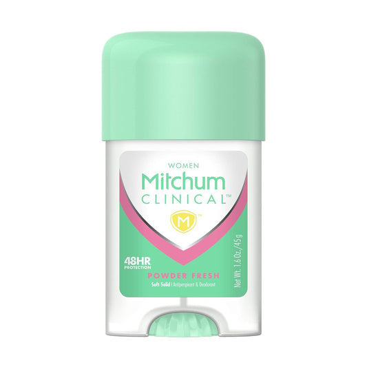 Mitchum Women's Deodorant, Clinical, Soft, Solid Antiperspirant Deodorant, Powder Fresh, 1.6 Oz (Pack of 1),(Package may vary)