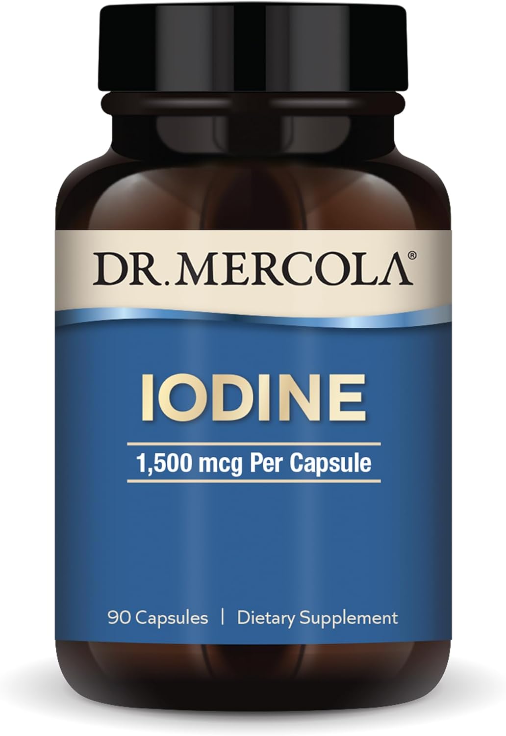 Dr. Mercola, Iodine, 90 Servings (90 Capsules), Helps Support Bone and Brain Health, Helps Support Energy Levels, Non GMO, Soy Free, Gluten Free