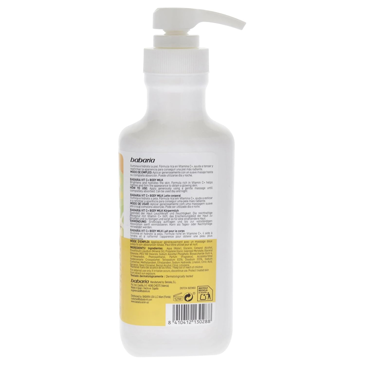 Babaria Vitamin C Body Milk - Body Lotion For Women - Boosts Collagen Production - Moisturizes - Body Cream For All Skin Types - 16.9 Oz : Health & Household