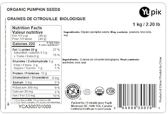Yupik Organic Aa Pumpkin Seed Kernels, 2.2 lb, Non-GMO, Vegan, Gluten-Free
