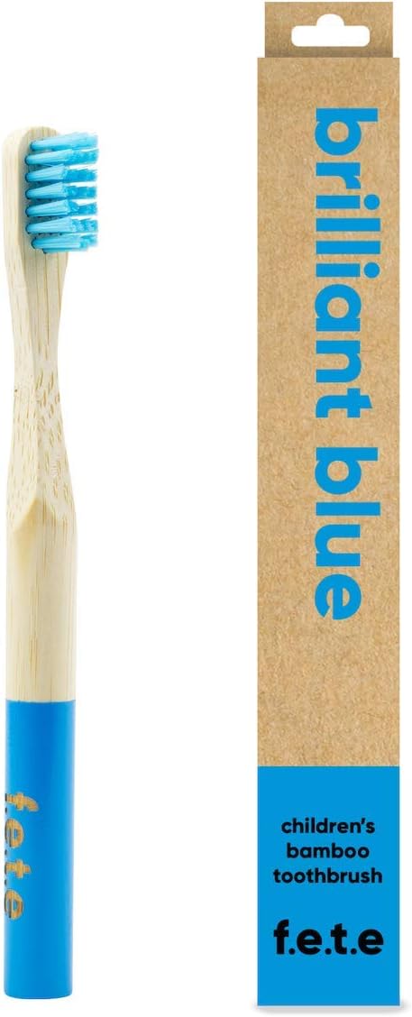 F.E.T.E | Brilliant Blue Children'S Bamboo Toothbrush | Biodegradable & Compostable Handle | Recyclable Soft Bristles | Sustainable | Vegan