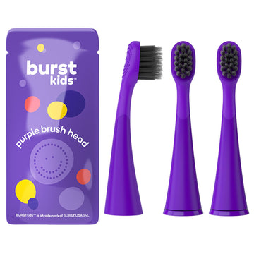 BURSTkids Toothbrush Heads 3-Pack - Genuine BURST Kids Electric Toothbrush Replacement Heads for a Perfect Fit - Ultra Soft Bristles for Deep Clean – 9 Month Supply of Brush Heads, Purple