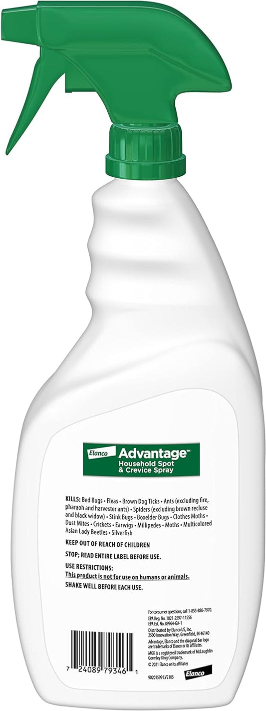 Advantage Household Spot & Crevice Spray | Kills Fleas & Ticks & Bedbugs | 24 Oz