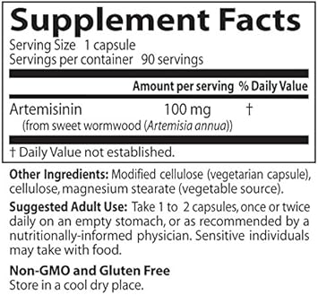 Doctor's Best Artemisinin, Non-GMO, Vegan, Gluten Free, 90 Veggie Caps : Health & Household