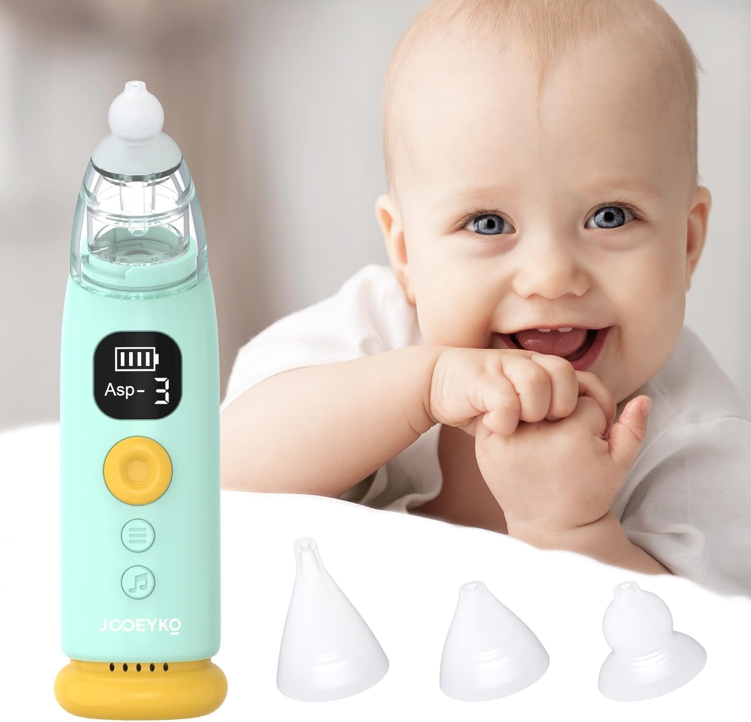 Nasal Aspirator, Electric Auto Suction Sucker with Light & Music FSA HSA Snivel Mucus Booger Remover for Baby/Snotty Kid/Nose/Children/Toddler/Newborn, Include 3 Tips and 1 Tweezers