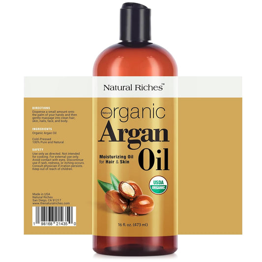 Natural Riches Organic Argan Oil Of Morocco 16Oz Penetrating Hair Oil Deep Moisturizing Serum For Dry, Damaged & Coarse Hair Pure Moroccanoil Cold Pressed For Hair, Face And Body