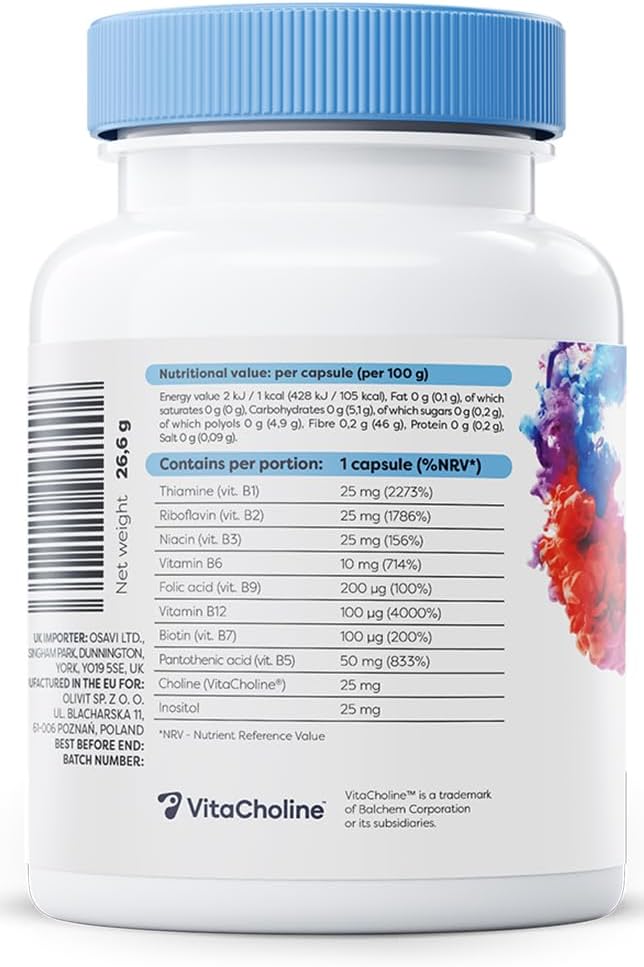 Osavi B–Complex with Choline & Inositol – 60 Vegan Capsules | Complete B–Vitamin Support for Energy, Nervous System & Mental Performance | with VitaCholine® | Clean Label | Vegan–Friendly : Amazon.co.uk: Health & Personal Care