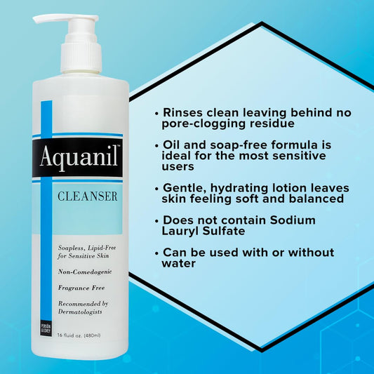 Person & Covey Aquanil Cleanser - Lipid-Free Sensitive Skin Cleanser, Non-Comedogenic Gentle Cleanser - Soap Free Cleanser With 7 Ingredients, Fragrance-Free Skin Care Cleanser - 3 Pack, 16 Fl. Oz