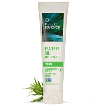 Desert Essence Tea Tree Oil Toothpaste - Coconut Mint - 6.25 Oz - Refreshing Taste - Complete Oral Care - Baking Soda - Sea Salt - Pure Essential Oil - Fights Against Sugar Acids - Zinc Citrate