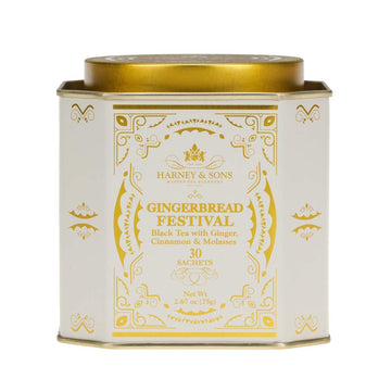 Harney & Sons Gingerbread Tea, 30 Sachets Of Gingerbread Festival, A Black Tea With Ginger & Cinnamon
