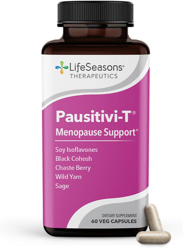 Pausitivi-T - Menopause Support Supplement - Powerful Relief For Hot Flashes, Hormone Imbalance & Night Sweats - Nourishes Tissue - Sage, Chasteberry, Soy Isoflavones & Black Cohosh - 60 Capsules