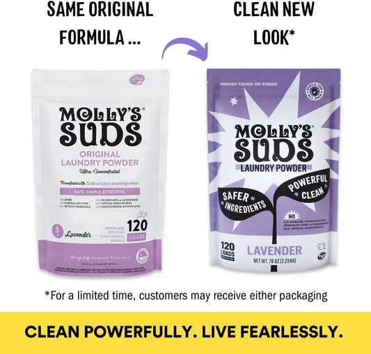 Molly'S Suds Original Laundry Detergent Powder | Natural Laundry Detergent Powder For Sensitive Skin | Earth-Derived Ingredients, Stain Fighting | 120 Loads (Lavender)