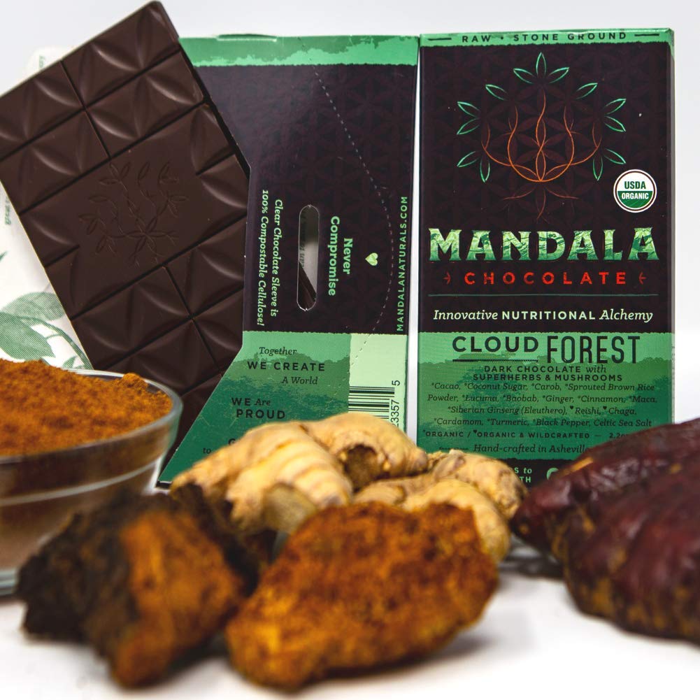 Mandala Superfood Low Glycemic Bean-To-Bar Chocolate (2.2 Oz Bar) Organic, Artisan, Healthy, Vegan, Made With Adaptogens (Cloud Forest, 6-Pack) : Grocery & Gourmet Food