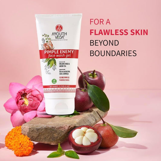 Ayouthveda Pimple Enemy Face Wash Gel - Organic Ingredients For Acne & Oil Control, 150 Ml
