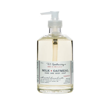 Milk & Oatmeal Hand Soap, Creamy-Sweet Scent With Oatmeal Extract & Milk Proteins, Natural Liquid Soap For Bathroom & Kitchen, 12 Fl Oz