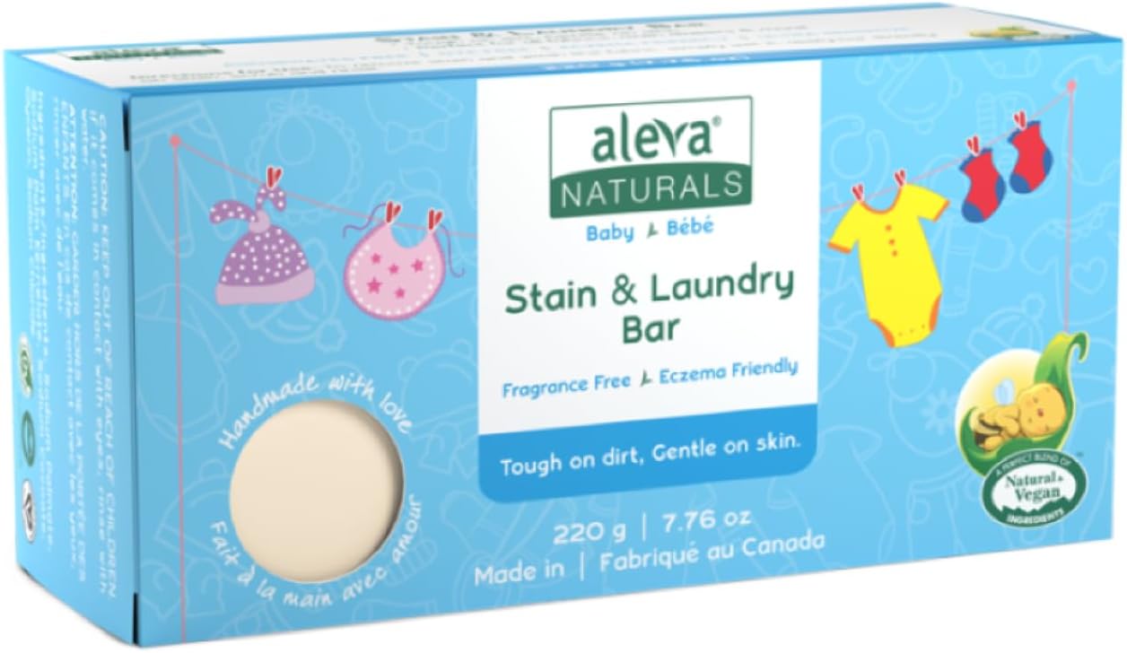 Stain Remover and Laundry Bar | Removes Stains from Clothing and Fabrics | Hand Wash Delicates | Targets Spit-Up, Food Mush and Soiled Clothing | Natural and Organic Ingredients | (220 grams)