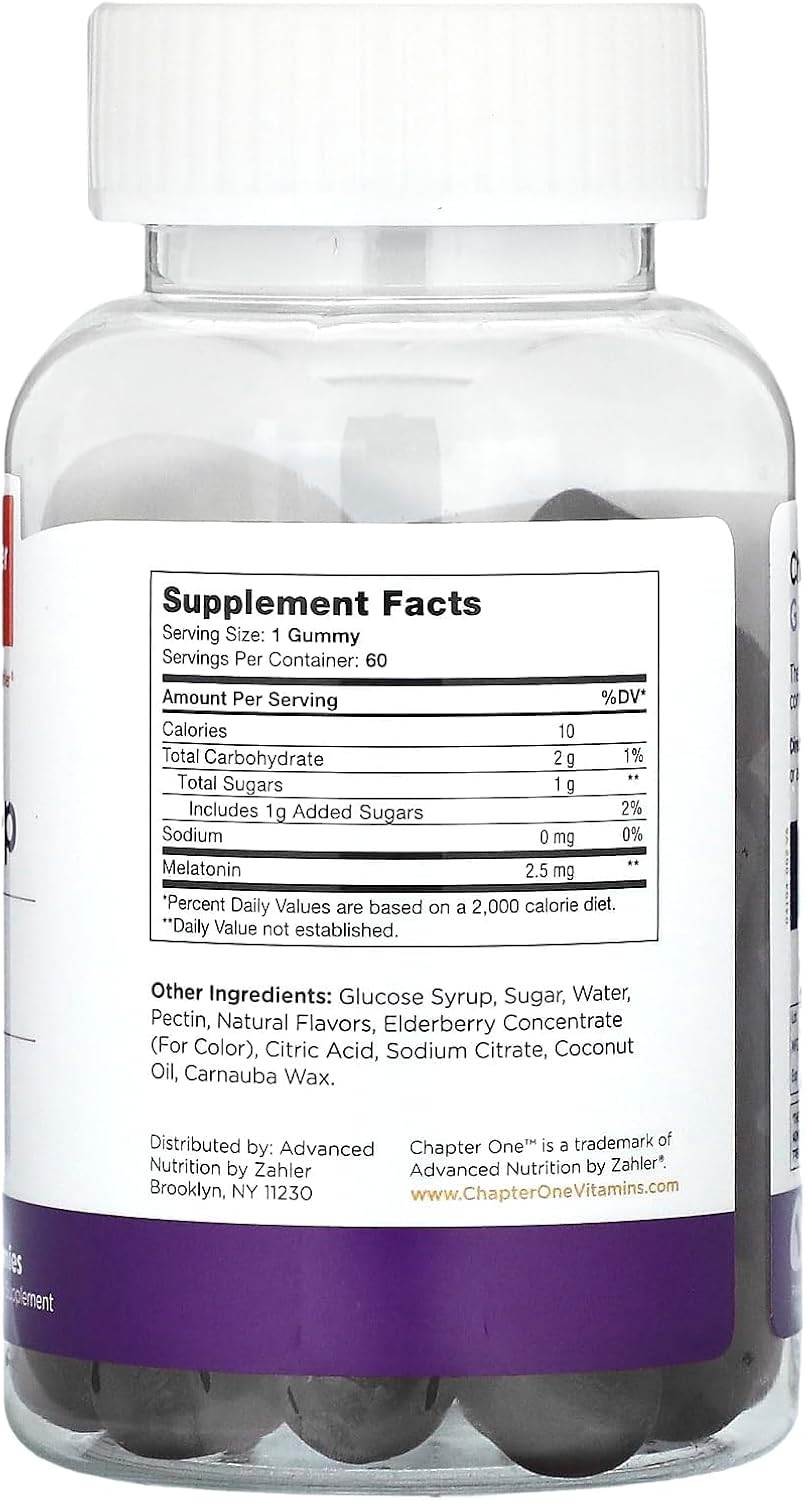 Zahler - Chapter One Sleep Melatonin Gummies for Kids & Adults (60 Flavored Gummies) - 2.5 mg Melatonin Gummy - Kids Melatonin Kosher Sleep Gummies - Natural Kids Melatonin Gummy for Sleeping : Health & Household