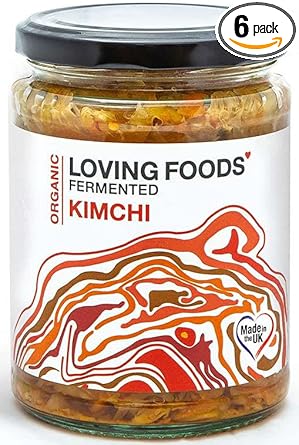 Loving Foods *Organic & Made In The Uk* Kimchi (475G) Raw, Unpasteurised & Bursting With Beneficial Live Bacteria (6 X Jars)