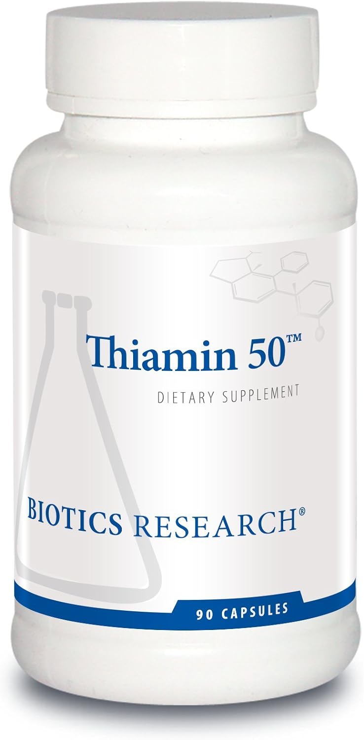 Biotics Research Thiamin 50? ? High Potency Vitamin B1, 50 mg, Energy Production, Metabolic Support, Cardiovascular Health, Brain Health. 90 Capsules