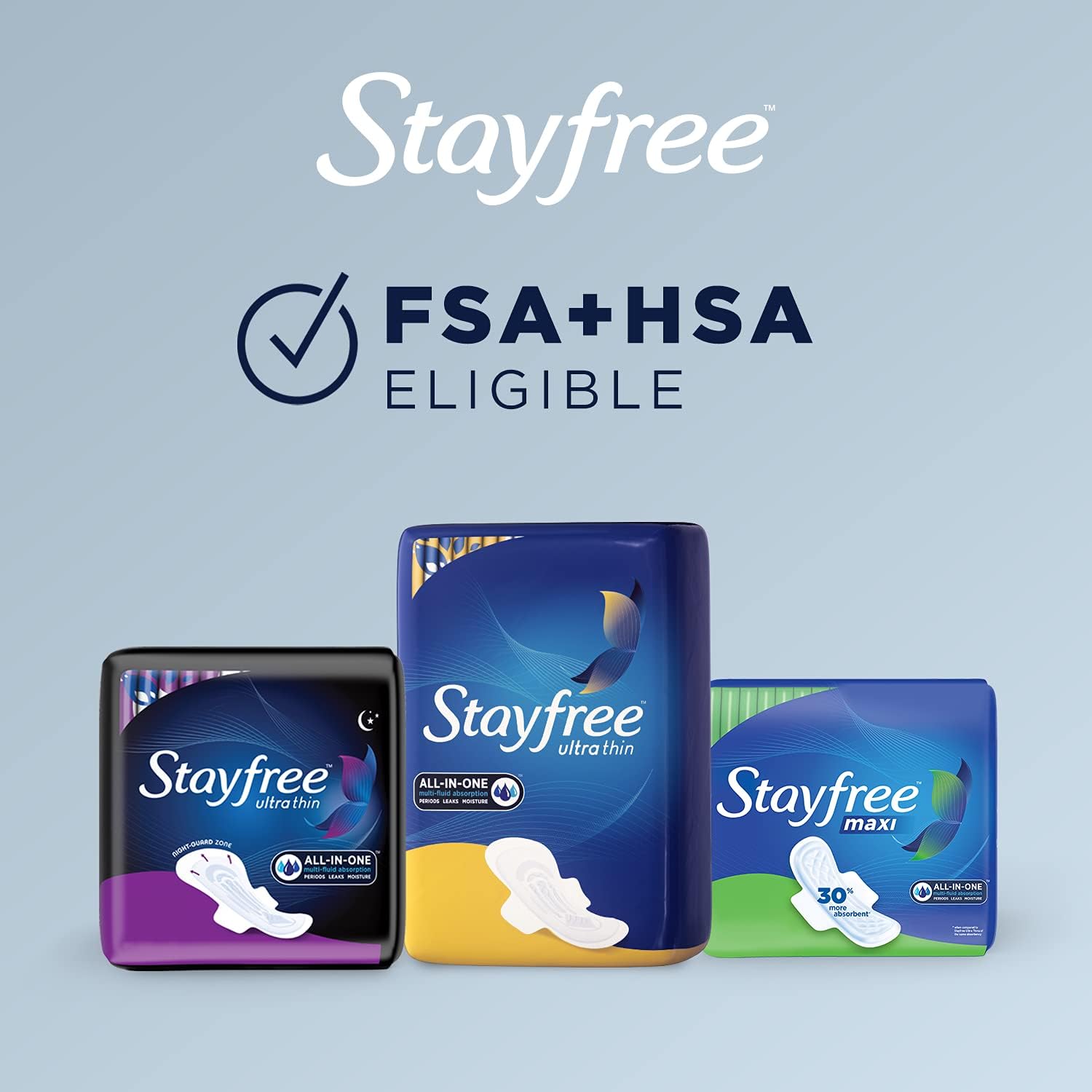 Stayfree Ultra Thin Pads for Women, Super Long, Wingless, 32 Count - Pack of 4 : Health & Household