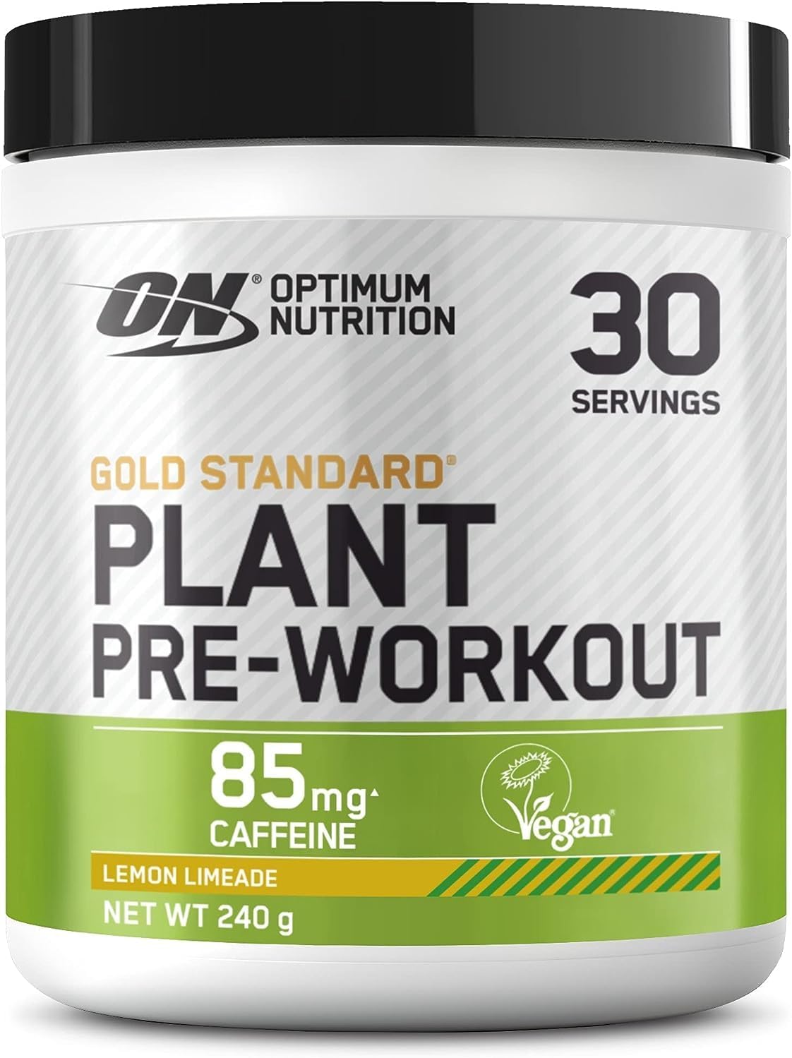 Optimum Nutrition Gold Standard Plant Pre-Workout, Plant Basedpowder With Caffeine, Vegan Food Supplement For Men And Women, Lemon Limeade Flavour, 30 Servings, 240 G